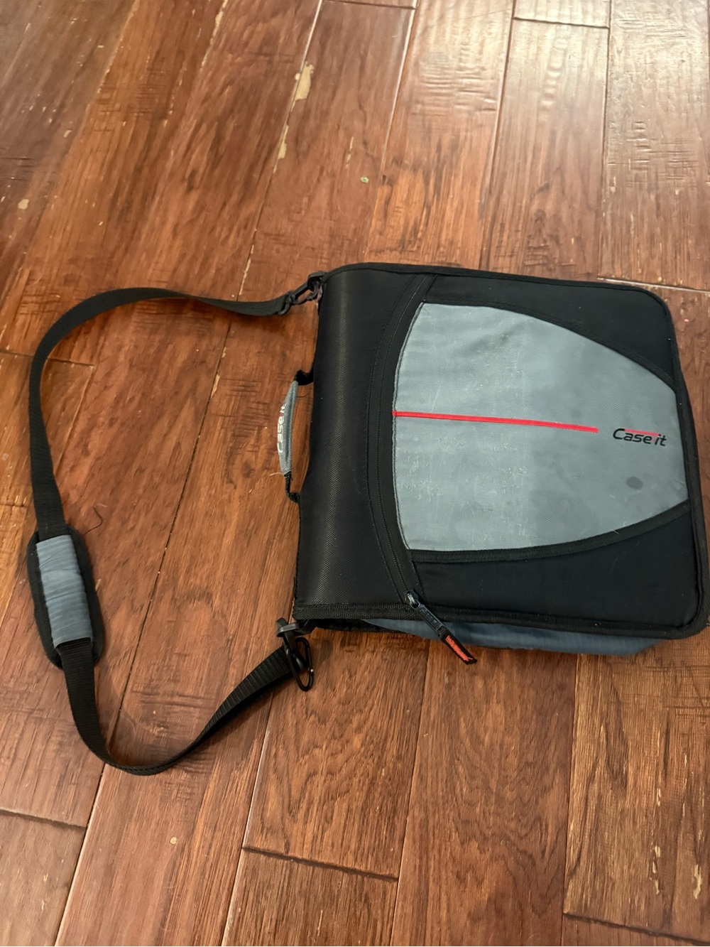 Case Logic Grey and Black Messenger Bag with Red Accent